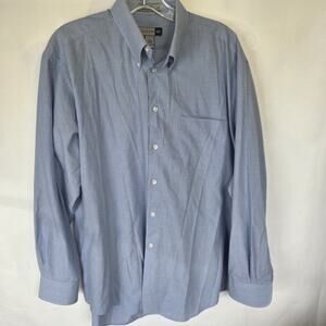 Savile Row Men's 16.5 34/35 Blue Check Dress Shirt Button Down Collar
